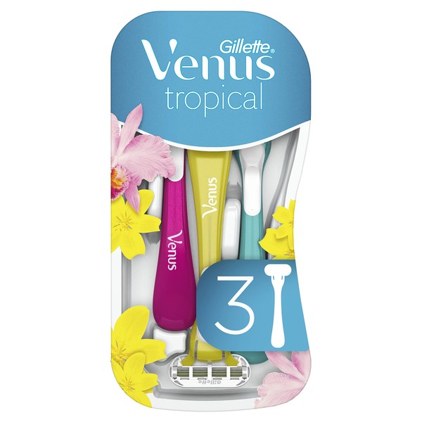 Gillette Venus Tropical Einwegrasierer Damen, 3 Damenrasierer mit Komfortklingen, Muttertagsgeschenk