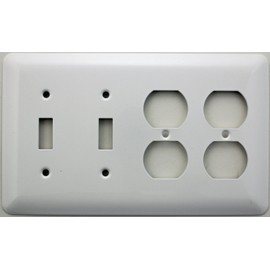 Mulberry Princess Style White 4 Gang Combination Switch Plate - 2 Toggle 2 Duplex Outlets