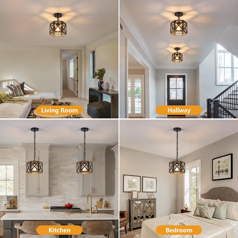 2 Pack Rustic Farmhouse Pendant Light Kitchen Island, Hanging Light