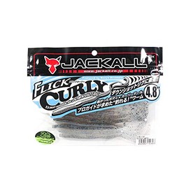JACKALL Worm Flick Curly 4.8" Blue Gill Pearl White Lure