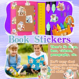 BEMAYSELF 140 PCS Cat Stickers for Kids Classroom, Cute and Fun Kitty Stickers for Water Bottles, Vinyl Cat Stickers for Teens and Kids, Classroom Rewards and Craft Stickers