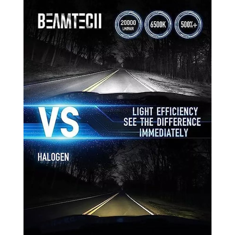 Beamtech H13/9008 LED Fog Light Bulbs 100W 20000 Lumens 6500K