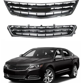 Front Upper and Lower Grille Set Chrome Black 2Pcs Replacement for Impala 2014 2015 2016 2017 2018 2019 2020