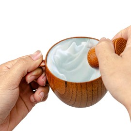 Grandslam Shaving Brush 2-in-1 Men's Shaving Set, Pure Synthetic Hair Shaving Brush and Wooden Shaving Bowl, Gift for Father, Husband, Men