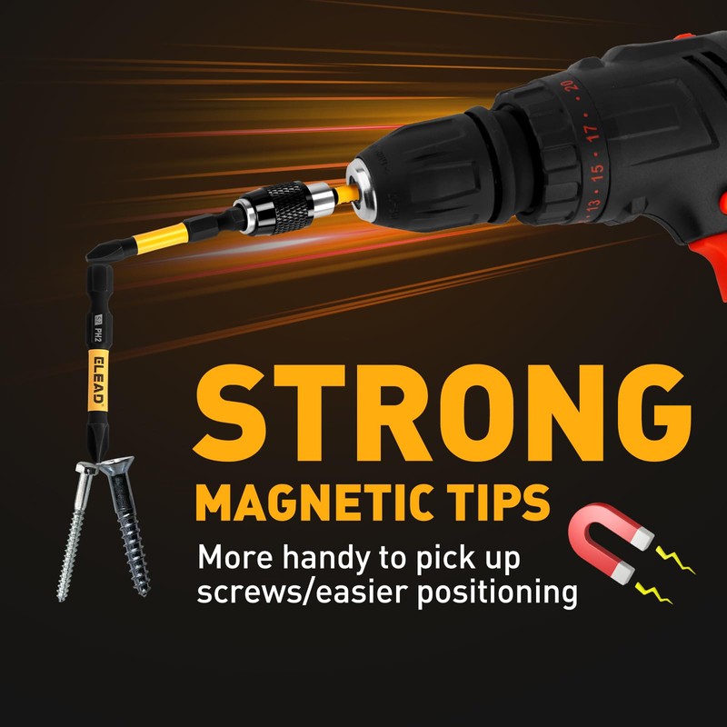 6-Piece Phillips Bit #2 Impact, 2 Inch Magnetic Phillips Head
