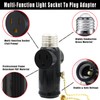 Light Socket to Plug Adapter, 3 Prong Light Bulb Outlet