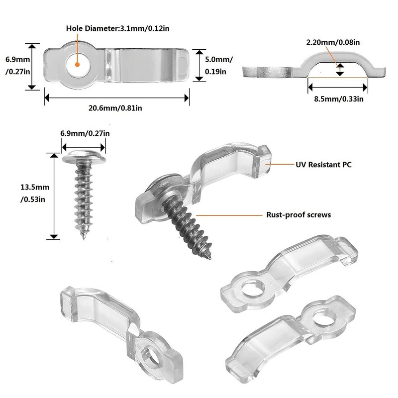 MMSD 100 Pack LED Strip Light Clips LED Tape Light