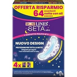 Lines Ultra Absorbent Silk Ultra Night with Wings Pack of 64