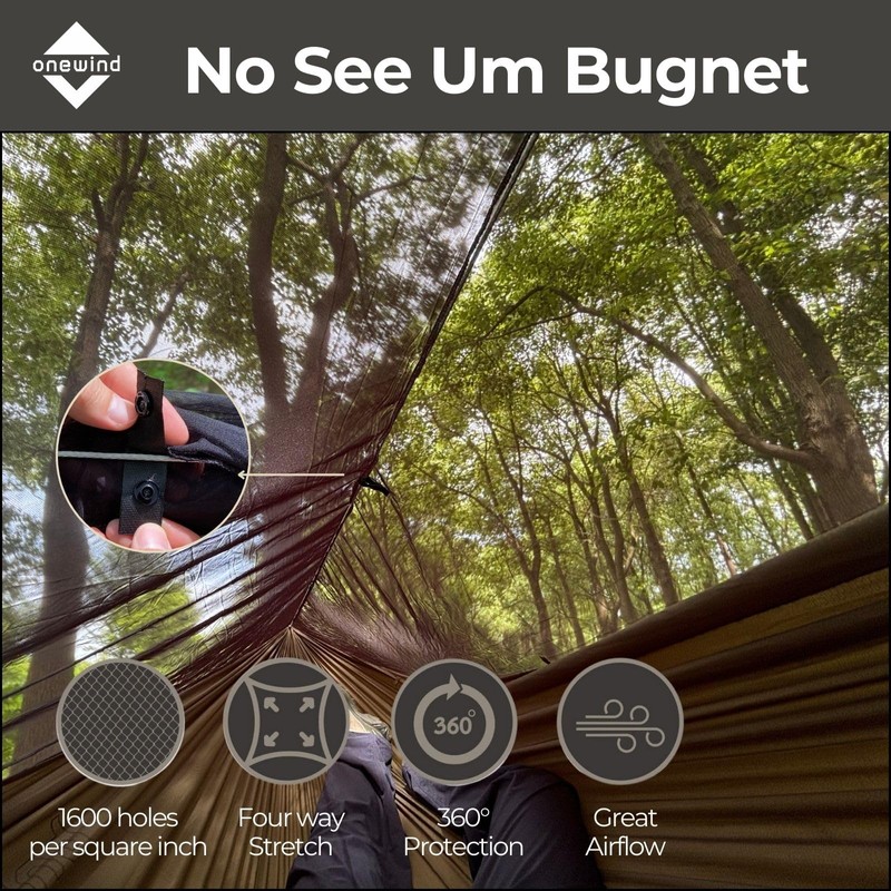 onewind Hammock Mosquito Net, Camping Hammock Bug Net with Zipper