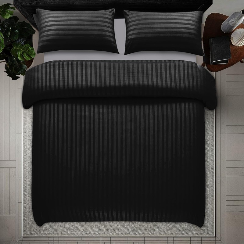 Pamposh Satin Stripe Double Duvet Set - Premium Hotel Quality