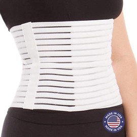 ITA-MED Breathable Abdominal Binder for Women, 8" Wide, Ideal Warp for Postpartum, C-Section and Post Surgery, Body-Shaping Effect, Made In USA (White, Small)