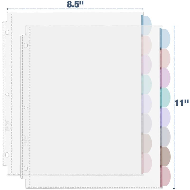 Mr. Pen- Clear Sheet Protectors with Tabs, 8 Tabs, 2