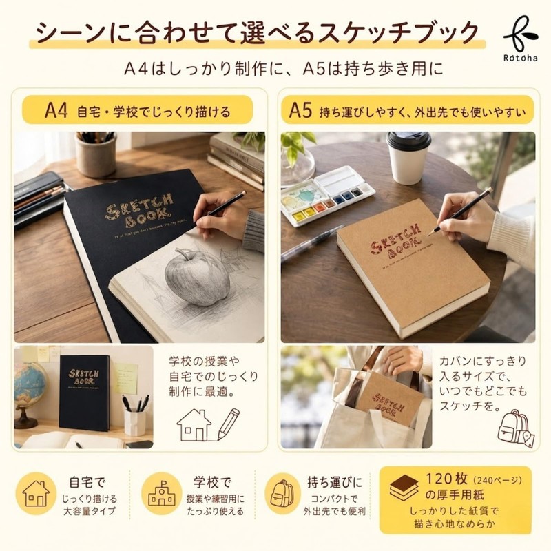 Rotoha Sketch Book, Easy to Write, Drawing Paper, Drawing Book,