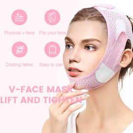 CATOR Face Lifting Maske,Doppelkinn-Hebegürtel V-Linien-Maske, Schmerzfreier Gesichtslifting-Verband für Schlaffe Gesichtshaut,Jederzeit einsetzbar,Rosa