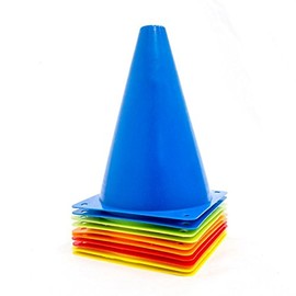 Electriduct 7 Inch Multicolor Plastic Sport Traffic Cones (Orange, Blue, Red, Yellow, Neon Yellow) - 10 Pack