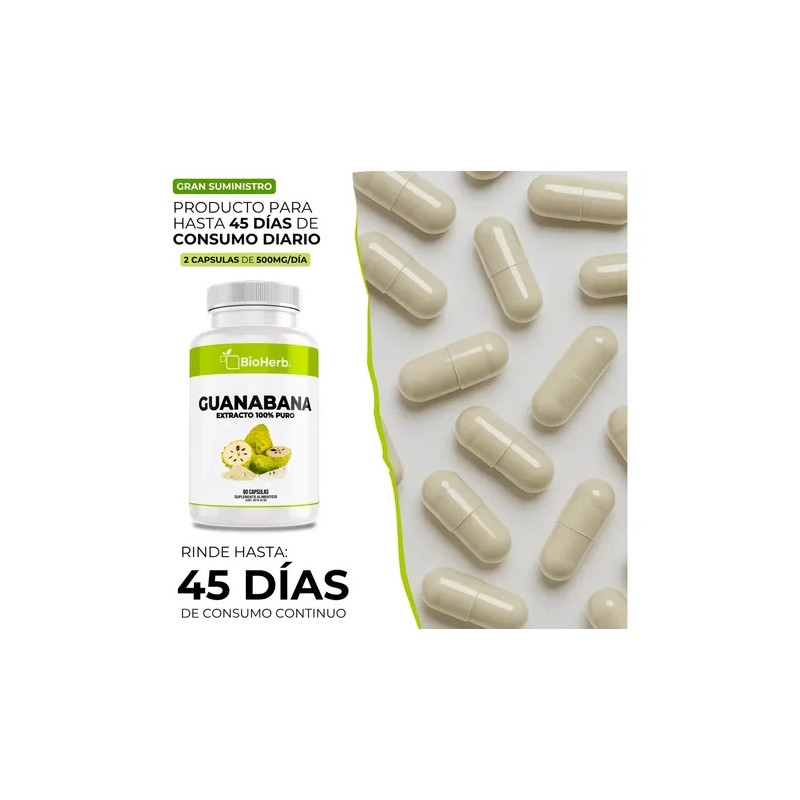 Guanábana Extracto 100% Con 90 Capsulas Para 45 Dias 90