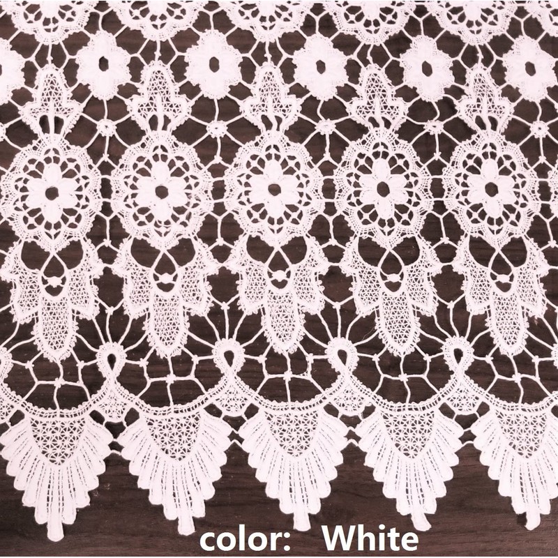 Today's Curtain Medallion Macramé Tier 24",White,35W x 24L
