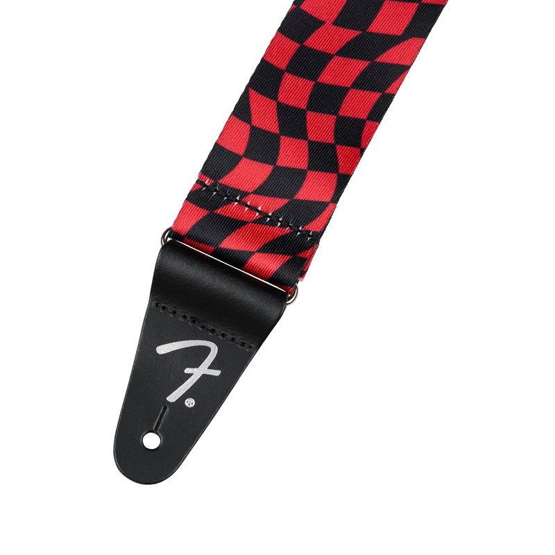 Fender Wavy Checkerboard Polyester Guitar Strap, Adjustable from 34"-59", Leather