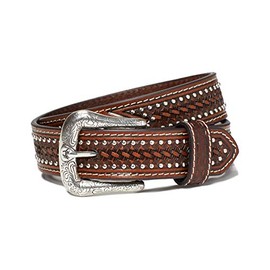 ARIAT Youth Boys Studded Basket Weave Belt, Tan, 18
