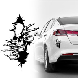 Cosysparks Horror Car Sticker Skull, 2 Pieces, Large, 32 x 22 cm, Waterproof, PVC, Black, Rectangular, Horror Skull Sticker