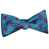 SummerTies Turtle Bow Tie - Pink on Blue, Woven Silk,