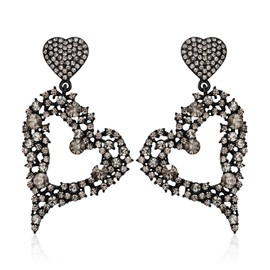 EVER FAITH Rhinestone Heart Earrings Crystal Heart Statement Earrings Trendy Double Heart Large Stud Earrings Fashion Jewellery for Women Girls, Crystal