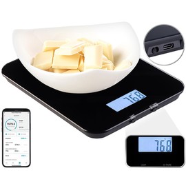 Rosenstein & Söhne Digitale Küchenwaage: Smarte Küchenwaage mit Kalorienzähler, Nährwertrechner, App, 1 g genau (Kuechenwaage, Akku Küchenwaage, Fitness)