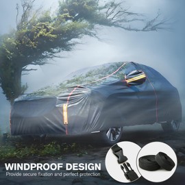 Car Cover Waterproof All Weather, 6 Layers XXL Full Exterior Covers with Zipper Cotton, Mirror Pocket. Outdoor Car Cover UV Snow Rain Wind Dust All Weather Outdoor Protection for Sedan (196-210 inch)