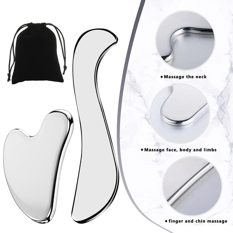 Landrain Gua Sha Stein Edelstahl, Gua Sha Schaber Faszien Tool
