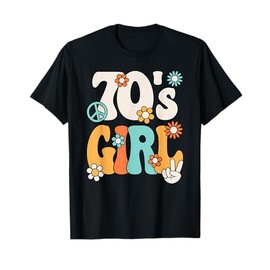 Cute 70s Girl Retro Groovy Hippie Outfit Women Girls T-Shirt