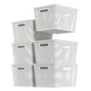 Qskely 6-Pack Large Plastic Storage Baskets with Lid, White