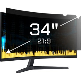 ZYY 34 Inch(diagonal) Computer Privacy Screen Filter (31 1/4 × 13 3/8) With Anti Glare, Anti UV Protection, Curved Monitor Privacy Screen Protector Film 21:9 Aspect Ratio For Desktop Computer Monitor