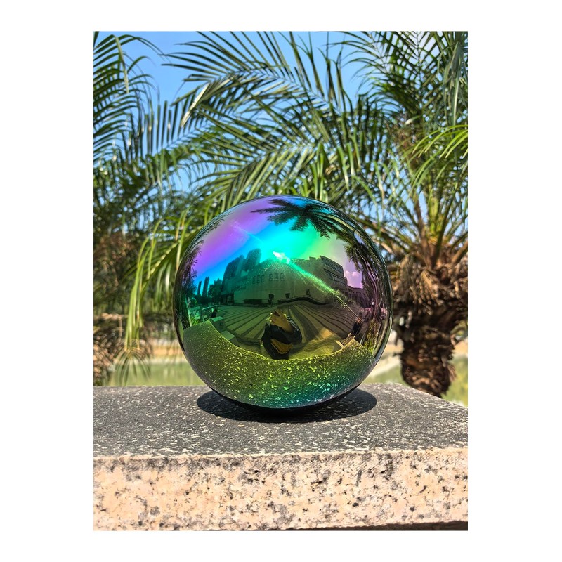 Gazing Ball for Garden Decor - 8-Inch Hollow Metal Sphere