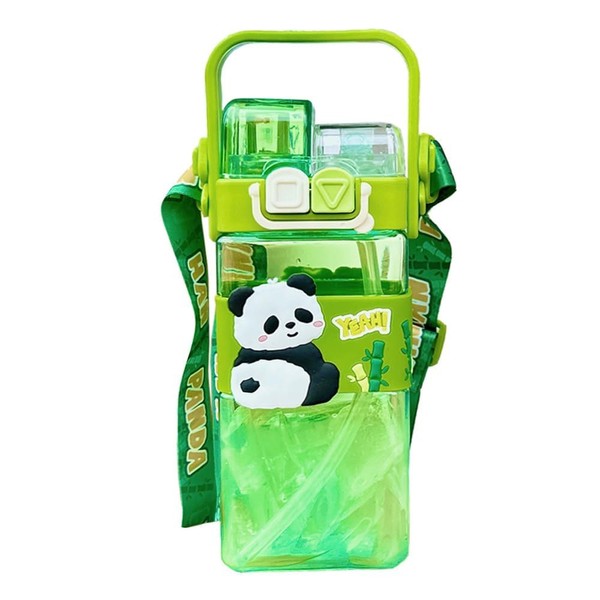 Panda Water Bottle with Straw, Panda Drinking Bottle Kids Water
