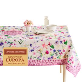 Maison d' Hermine Tablecloth 100% Cotton 140cm x 180cm Decorative Square Tablecloths Washable Table Cover for Home, Wedding, Restaurant, Buffet Party & Camping, Chardon - Spring/Summer