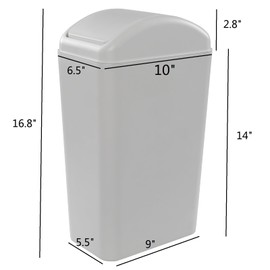 Obstnny 14 L / 3.5 Gallon Slim Plastic Trash Can for Narrow Spaces at Bathroom or Office, Bedroom, R