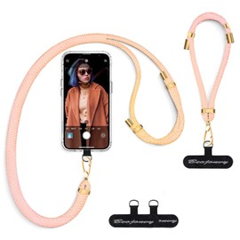 Beojonvy Handykette Universal Handyband zum Umhängen ohne Hülle mit Handschlaufe Handy Einstellbar Handy Lanyard mit 2 Pads für Urlaub Reise Outdoor Rosa Gold