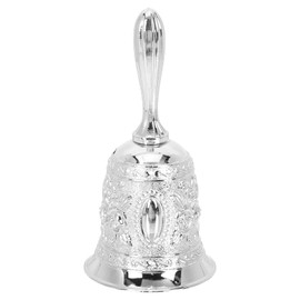 Vaguelly Hand Bell Call Bell Brass Wedding Bell Temple Bell Alarm Bell Decorative Bell Restaurant Decorative Craft for Adults Church Bar Classroom, Silver