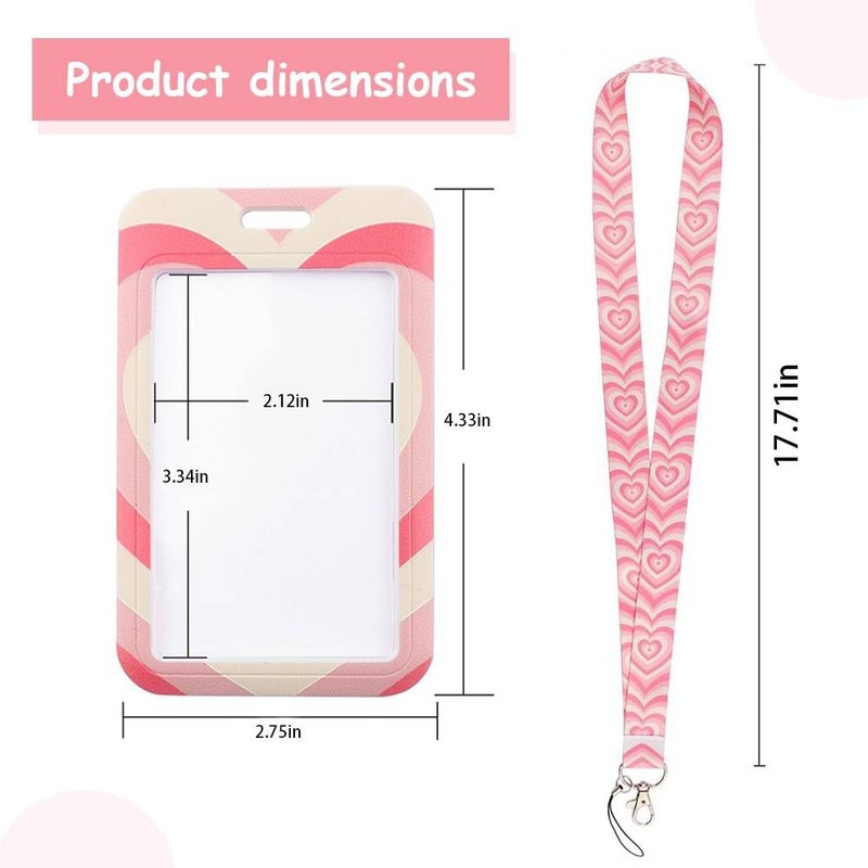 Bralucy Lanyard ID Card Holder Keys Pink Cute ID Badge