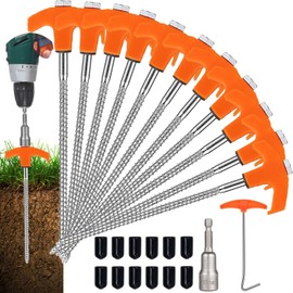 Feluxor Tent Pegs with Thread Rotatable Pack of 12 Pegs Camping with Thread Screw Pegs Long Pegs Stable Tent Hooks Screw Pegs for Hard Ground Forest Meadows Grass