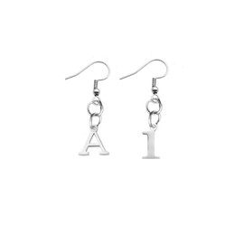 Initial Letter Earrings for Women Silver Plated Statement Drop Dangle Earrings Lucky Digit Earrings Jewelry, 2, Stainless Steel, No Gemstone
