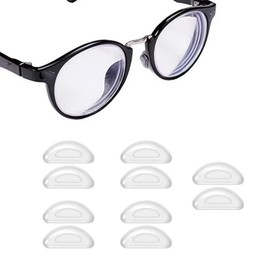 NLQHOPTS Adhesive Eyeglass Nose Pads, 5 Pairs Anti Slip Soft Silicone Air Cushion Nosepads,Anti Slip D Shape Stick on Nose Pads for Glasses,Eyeglasses,Sunglasses (White)