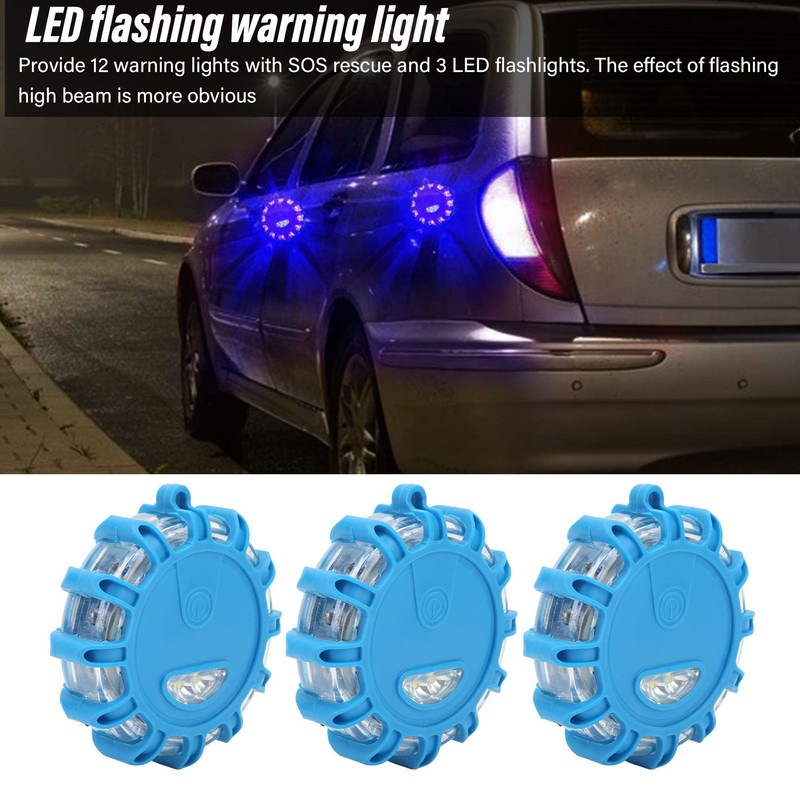 3pcs LED Road Flares Light 9 Modes Waterproof Shock Resistant