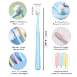 EasyHonor Baby & Toddler Toothbrush for Age 4-12 Years Old, Extra Soft With 10000 Soft Floss Bristle for Baby Gum Care (6Pcs)