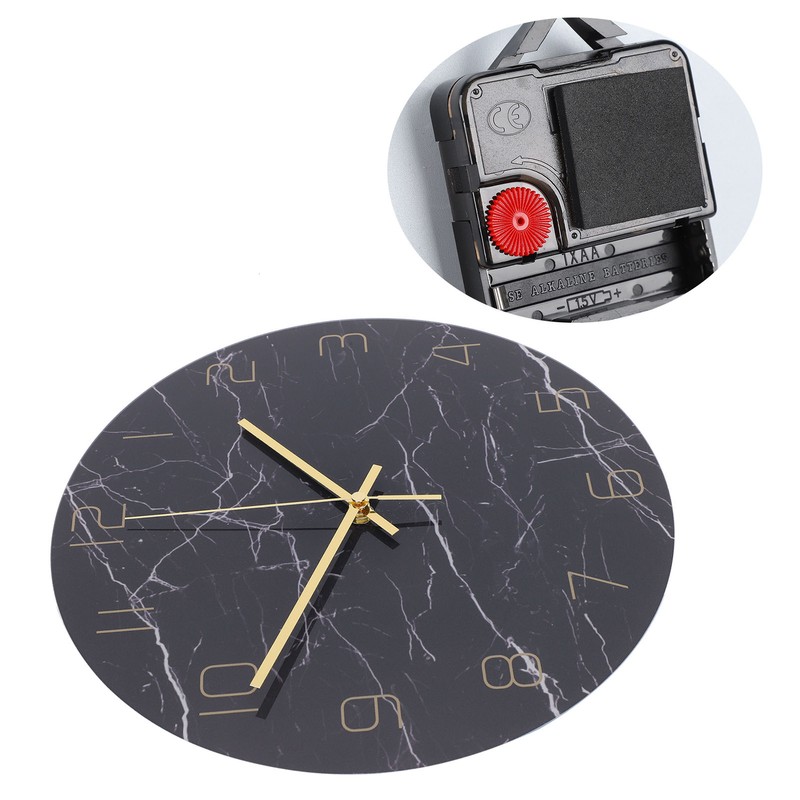 Wall Clock Nordic Decorative Marble Printing Mute Round Hanging Clock