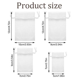 Organza Bags with Drawstring, Pack of 100 Organza Bags, Organza Jewellery Bags, Organza Gift Jewellery Bag, Organza Jewellery Bag, Wedding Candy Bag for Wedding or Party Party, White