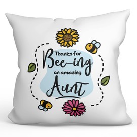 MUGFFINS AUNT Cushion Padding included - in English - Thanks For Beeing Amazing - Funny gift - Pillow: cover and filling 15.7x15.7 inches
