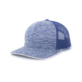 Pacific Headwear Aggressive Heather Trucker Snapback Cap, Royal/Royal