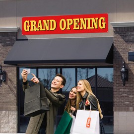Large Red Grand Opening Banner for Fence Grand Opening Decorations Outdoor New Store Restaurant Grocery Cafes Shop Advertising Business Start Sign