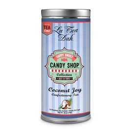 Coconut Joy Black Coconut Tea by La Tea Dah, Ceylon Black Tea Leaves with Real Coconut Flakes & Natural Coconut Flavor, Unsweetened Caffeinated Dessert Tea (12 Black Tea Bags)